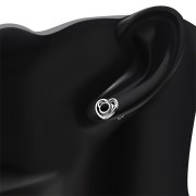 Black Onyx Celtic Love Heart Sterling Silver Stud Earrings - e366